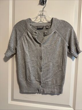 Cyrus Short-Sleeve Button Cardigan in Gray